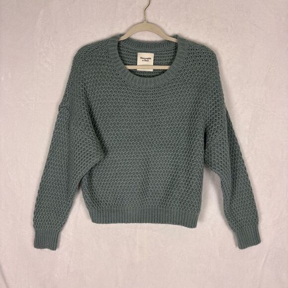 Abercrombie & Fitch Green Knit Crewneck Pullover Sweater Size Medium - Picture 1 of 11